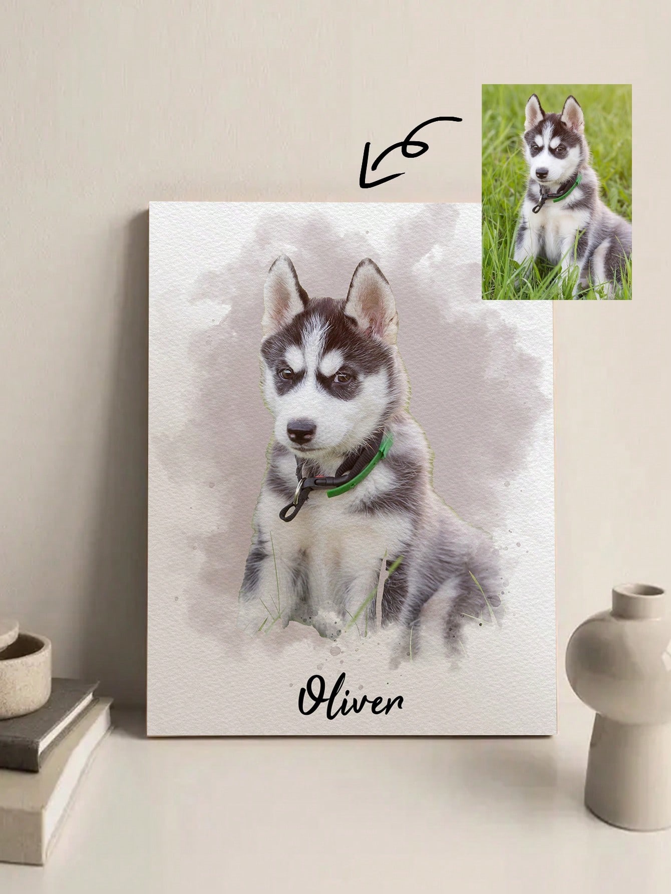 맞춤형 수채화 반려동물 초상화 액자, 그녀/그를 위한  - Pet Portrait Custom 리뷰 및 가격
