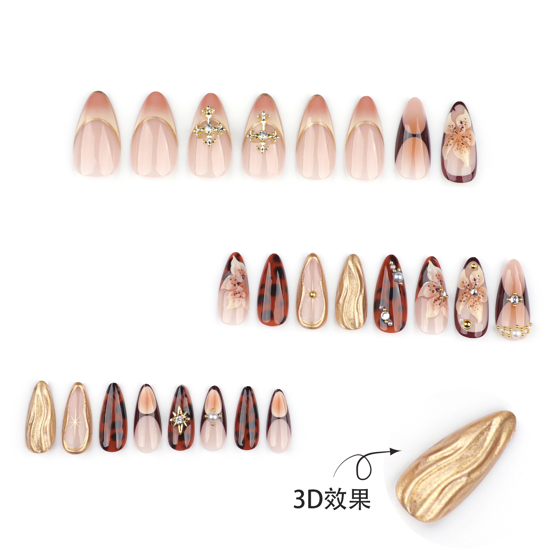 럭셔리 마이야르 아몬드 프레스온 네일, 3D 플라워 크 - Pressed Flower Art 리뷰 및 가격